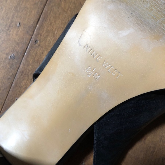 Nine West Peep Toe Mini Bow Leather Sling Backs - Picture 5 of 6